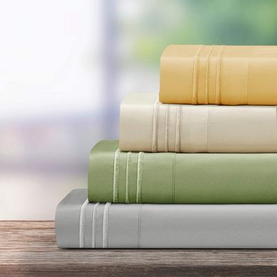 4PCS 3선 embroidery 침대 시트와 함께 편안한 휴식공간으로 당신의 어린이 방을 변환