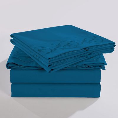 안 채우고 우아하고 현대적인 스롤 플러스 embroidered sheet set 4pcs 100% 폴리에스터