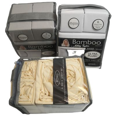 현대 스타일 2200 스레드 카운트 Bambu Fabric Sheet Set 6pcs 세트 시트 시트 베개 케이스 세트