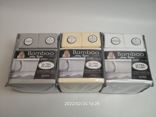 현대 스타일 2200 스레드 카운트 Bambu Fabric Sheet Set 6pcs 세트 시트 시트 베개 케이스 세트