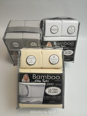 현대 스타일 2200 스레드 카운트 Bambu Fabric Sheet Set 6pcs 세트 시트 시트 베개 케이스 세트