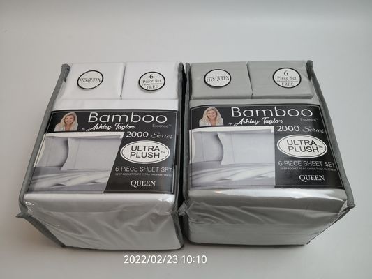 현대 스타일 2200 스레드 카운트 Bambu Fabric Sheet Set 6pcs 세트 시트 시트 베개 케이스 세트