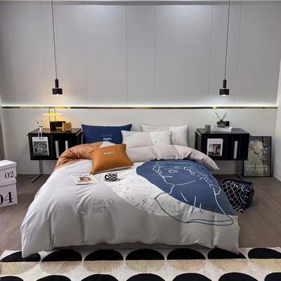 피부 친화적 인 알로에 면화 4 조각 담요 덮개 침대 시트 133x72 밀도