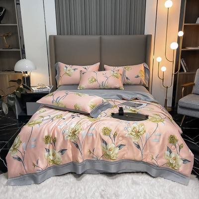 100%TENCEL 300TC 60S 직물 밀도 텐셀 꽃 듀벤 커버 면화 침대 세트
